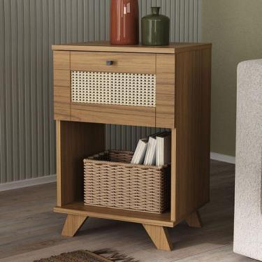 Imagem de Mesa de Canto Decor 1 Gaveta Carvalho - Pnr Móveis, Marrom, Moderno