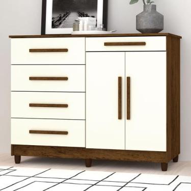 Imagem de Cômoda Jasper 2 Portas 5 Gavetas Imbuia/Champanhe - Panorama Móveis - 