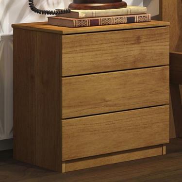 Imagem de Mesa de Cabeceira Sarentino 3 Gavetas Cinamomo - Pnr Móveis, Marrom