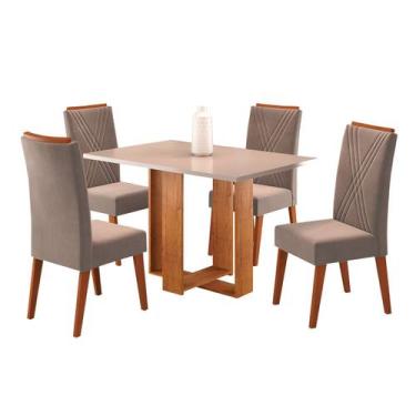 Imagem de Mesa de Jantar 4 Lugares Nicarágua Mel/Blonde/Perola - Panorama Móveis