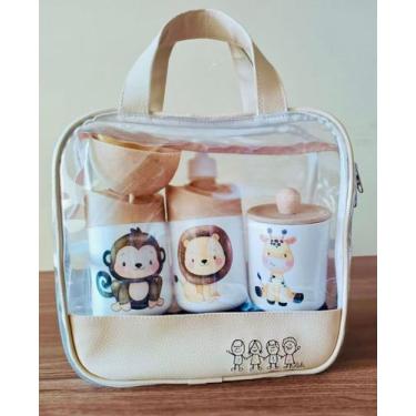 Imagem de Kit Higiene Bebê bolsa Maternidade bege Safari - Dóia Kids, Leão, Gira