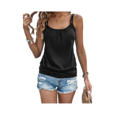Imagem de Camisola Sexy Feminina - Colete Moda Verão, BR-G2, Preto