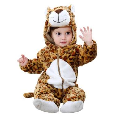 Imagem de Macacão MICHLEY Newborn Baby Winter com capuz de flanela, leopardo 24-