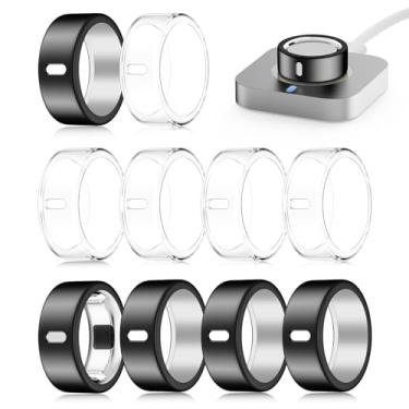 Imagem de Snyeest Capa compatível com Oura Ring 4/Gen 3 Heritage/Gen 3 Horizon, carrega diretamente, anel elástico polido TPU robusto protetor de manga de dedo para treino, academia, mulheres, homens, 10