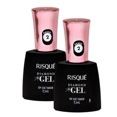 Imagem de Kit 2 Top Coat Fixador Risqué Diamond Gel Cremoso 9,5ml