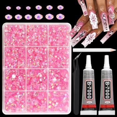 Imagem de BELICEY Kits de strass de resina 3-6 mm rosa claro com cola de joias B7000 cristais deslumbrantes para artesanato DIY AB Flatback redondo pedras preciosas com pinça e caneta picker