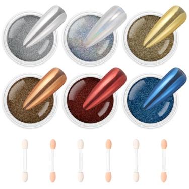 Imagem de AIMEILI Pó de unha cromado, vegano, sem crueldade, efeito espelhado, holográfico, camaleão, manicure, arte de unhas, glitter, presente feminino