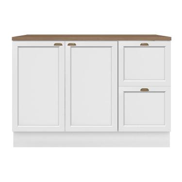 Imagem de Balcão De Cozinha Unna 2 Portas E 2 Gavetas 120cm Branco Com Tampo Mdp - Poliman Móveis Branco