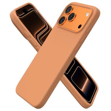 Imagem de ORNARTO Compatível com iPhone 17 Pro Max, capa protetora fina de silicone líquido com 3 camadas de borracha gel macia à prova de choque de 6,9 polegadas com forro de microfibra antiarranhões - laranja