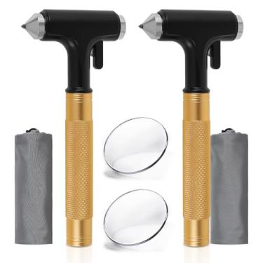 Imagem de QENWKXZ Disjuntor de vidro de carro com cortador de cinto de segurança, martelo de segurança automotivo - Ferramenta de fuga de emergência com disjuntor de janela, martelo de janela de metal para