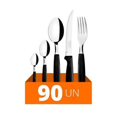 Imagem de Faqueiro 90 Pçs Ipanema Aço Inox Cabo Preto Ptop Tramontina