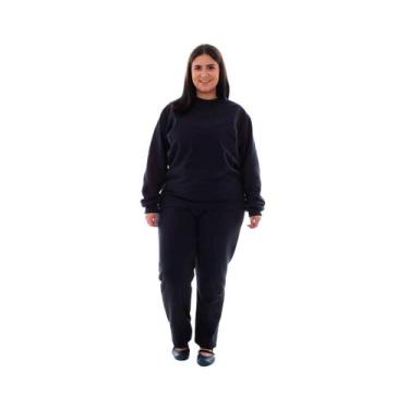 Imagem de Plus size - Conjunto de Moletom com Blusa Fechada em Tecido Flanelado 