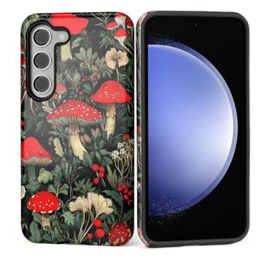 Imagem de Capa para Samsung Galaxy S24 FE, silicone macio fosco + PC rígido antiarranhões capa protetora 2 em 1 resistente à prova de choque para mulheres e homens - Cogumelos da floresta