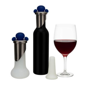 Imagem de Conjunto 2 Tampas Rolha Vinho Champagne Azul Marinho Bugatti