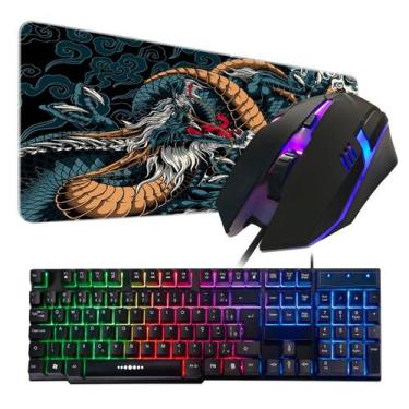 Imagem de Kit 3x1 Teclado Gamer Mouse 2400 RGB Mouse Pad XXL - MAGEON, Preto
