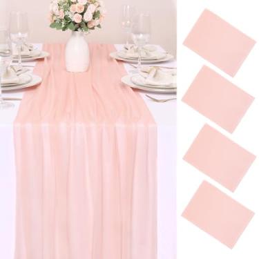 Imagem de SAJOO Pacote Com 4 Caminhos De Mesa Chiffon Rosa Pêssego, 3 Metros, Rústico, Transparente, 2,5 Tule, Casamento, Decoração Para Bebê, Dia Das Mães