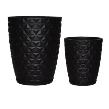 Imagem de Vasos polietileno decorativos para plantas decorativas naturais e artificiais área interna e externa resistente e leve (Preto)