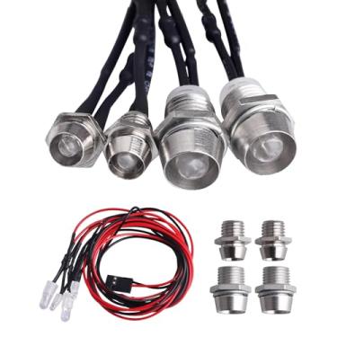 Imagem de AllinRC 4Leds Luzes LED Faróis Kit Acessórios Compatível com Traxxas Arrma Axial SCX10 Redcat RC4WD HSP Tamiya RC Car Caminhão Tank Crawler (2 Vermelho e 2 Branco)