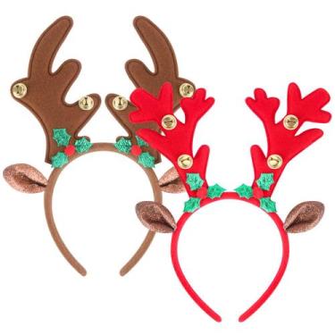 Imagem de Bandana ATESSON Reindeer Ears com 4 sinos de Natal para todas as idade