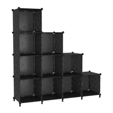 Imagem de UNKU Estante de prateleira aberta, organizador de armazenamento de 10 cubos, prateleira de exibição de 30 cm para CDs de livros, estante de livros DIY, prateleira de armazenamento ajustável para