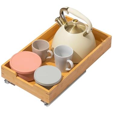 Imagem de HOLDN' STORAGE Organizador de armário removível de madeira de bambu 28 cm L x 50 cm P - requer pelo menos uma abertura de armário de 30 cm L x 53 cm D. Com garantia vitalícia. Bandeja de bambu e