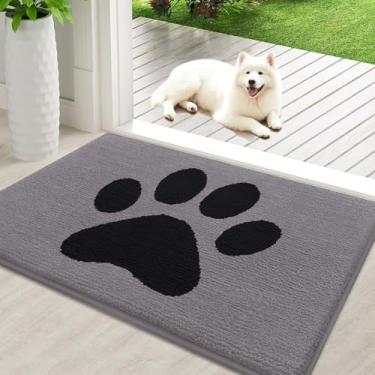 Imagem de Buganda Tapete de porta de cachorro para patas enlameadas, capachos absorventes de sujeira antiderrapante, tapete de baixo perfil lavável para cães de lama, tapete de entrada para piso interno (91 x