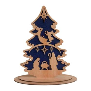 Imagem de shamjina Decoração de Natal Árvore de Natal Centro de Mesa Enfeite de Mesa Placa Decorativa de Madeira para Festa de Inverno na Sala de Estar, Style C