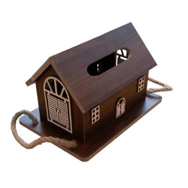 Imagem de Bothyi Porta-lenços de madeira, dispensador de lenços decorativo, grande abertura, organizador de guardanapos, suporte de papel higiênico para restaurante, Marrom