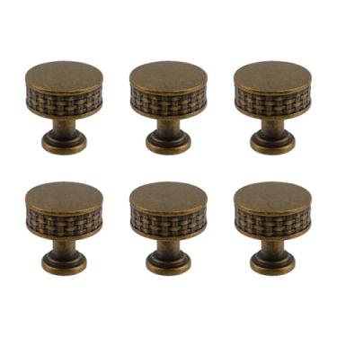 Imagem de Semetall Puxador redondo de armário de 6 peças, puxadores de gaveta de liga de zinco para cozinha e penteadeira, puxadores vintage de 8,7 cm (orifício único)