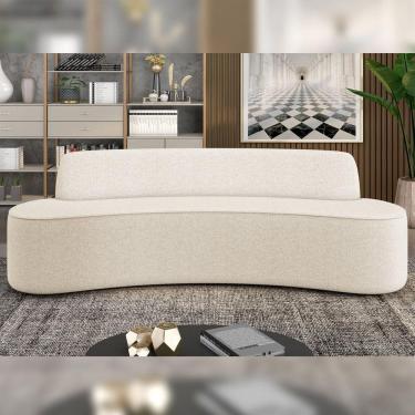Imagem de Sofá Decorativo 4 Lugares 230Cm Bélgica Curvo Linho Bege G15 - Gran Belo