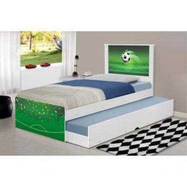 Imagem de Cama Bicama Juvenil Adesivada Copa Futebol Com Colchões