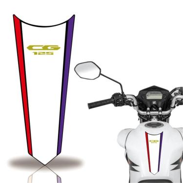 Imagem de Adesivo Faixa Gravata Tanque Moto Cg 160 125 Titan Fan 125 Branco Azul E Vermelho