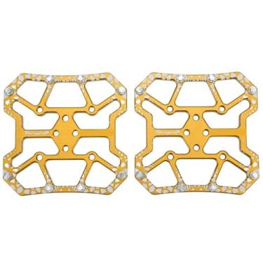 Imagem de Chiffonade 1 par de conversor de pedal de bicicleta de liga de alumínio - adaptador sem clipe para plano com disco de travamento automático para bicicletas SPD/KEO Road & Mountain Bikes (ouro)