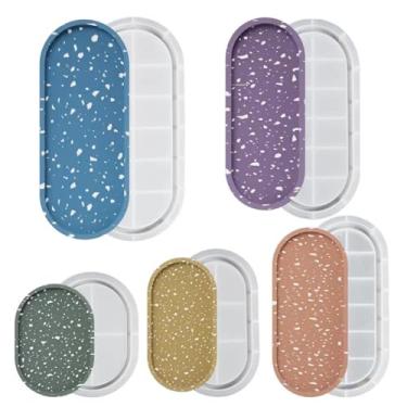 Imagem de Conjunto de moldes de bandeja de resina grande, 5 peças, moldes ovais, porta-copos de silicone, molde de fundição de resina epóxi para artesanato, armazenamento de joias, decoração de casa (5)