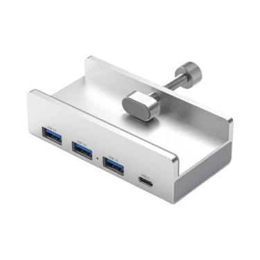 Imagem de Hub USB 3.0 Tipo C De Alumínio Com 4 Portas, Suporte Para Celular, Lei