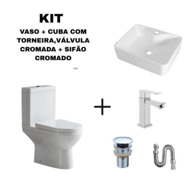 Imagem de Kit Cuba Jamari 48x38 + Vaso Smart Fit + Acessórios - Smart Norte