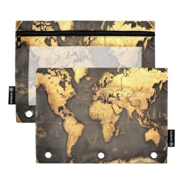 Imagem de Wassud Pacote com 2 pastas de fichário do mapa do mundo, pastas de bolso com 3 furos, organizador de fichários para casa, escritório