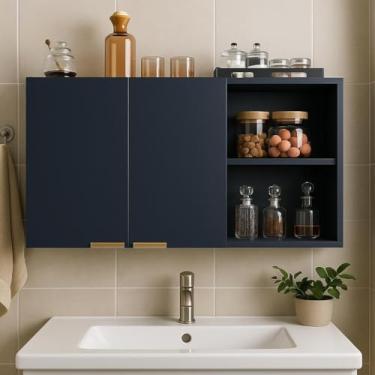 Imagem de Armário Suspenso para Cozinha, Lavanderia e Escritório com Elegância armário suspenso cozinha armário para lavanderia(PRETO)