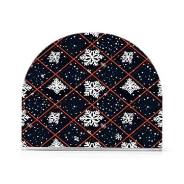 Imagem de Qilmy Lindo suporte de guardanapo acrílico de flocos de neve de Natal, porta-guardanapos para mesas cozinha restaurante decoração de casa, suporte decorativo moderno para papel de jantar guardanapos