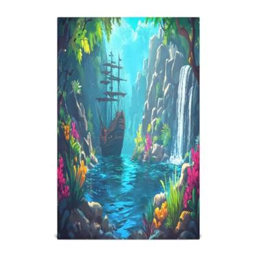 Imagem de Joisal Pacote com 6 panos de prato macios de navio pirata Magical Cove, conjunto de toalhas de mão 71 x 45 cm