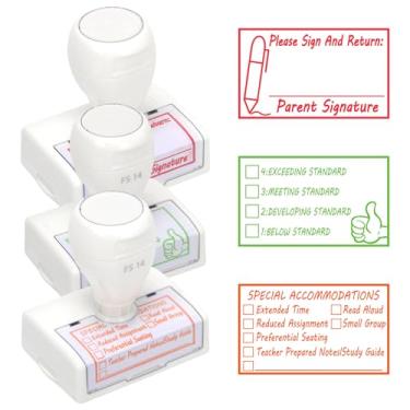 Imagem de DOVORSY 3 carimbos de professores com caixas de seleção de tinta para professores para tarefas de volta às aulas, suprimentos de dormitório, presentes para professores (correção de lição de casa)