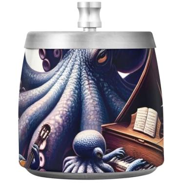 Imagem de Cinzeiro de charuto musical engraçado tentáculo de polvo com tampa acessórios de cigarro personalizados para fumantes bandeja de cinzas engraçada para fumar ao ar livre presentes personalizados