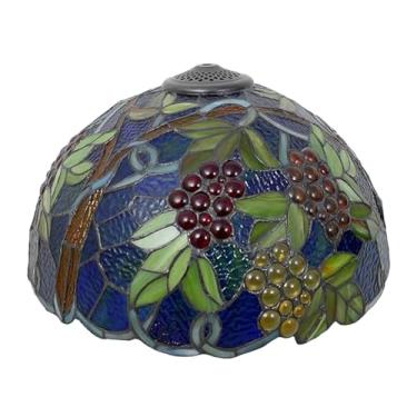 Imagem de Abajur Tiffany estilo uva, feito à mão em vitral, 40 cm de largura, estilo vintage, para luminária de mesa ou de chão. Ideal para decoração de quarto, sala de estar e escritório.