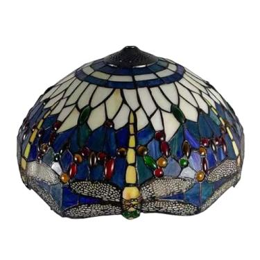 Imagem de Cúpula de Abajur Tiffany Libélula (Somente Reposição) 16x9 Polegadas, Cúpula de Vidro Colorido, Estilo Vintage Antigo, Adequada para Uso com Abajur de Mesa, Abajur de Chão, Luminária Pendent