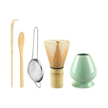 Imagem de Conjunto De Chá De Bambu 4PCS/5PCS Batedor De Matcha Colher De Chá Fil