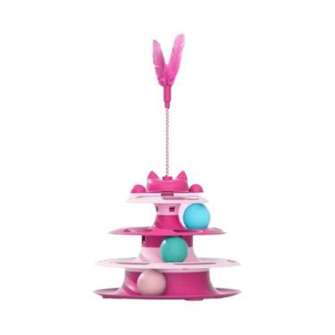 Imagem de Brinquedos Interativos Para Gatos: Varinha Giratória Com Bolas Anti-Té