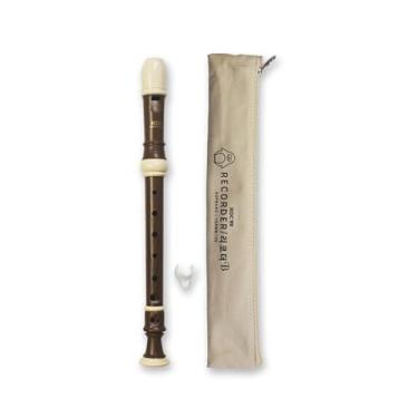 Imagem de Youngchang Student Soprano & Alto Recorder, flautas barrocas e alemãs com haste de limpeza e estojo, instrumentos musicais de plástico durável (preto, azul, rosa, marrom) (barroco soprano YSRWB-140)