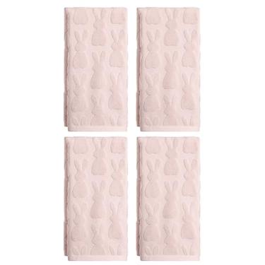 Imagem de Artoid Mode 4 peças de toalhas de mão rosa 3D coelho jacquard Páscoa para banheiro, 100% algodão macio absorvente toalha de decoração de banheiro, 14,7 x 29,5 polegadas