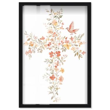 Imagem de Living Cross I Shadowbox Print Jesus Wall Art por Art Remedy, moldura preta, 53 x 78 cm