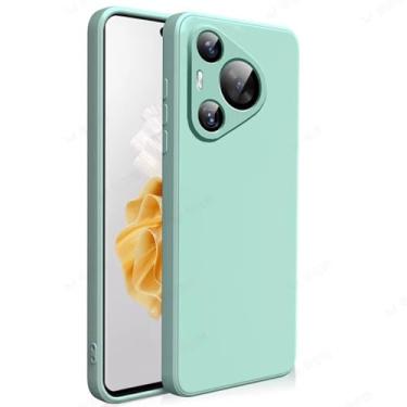 Imagem de LTLMYDAM Capa à prova de choque para Huawei Pura 80 Ultra/80 Pro/80Pro+/80, capa de proteção de câmera de silicone líquido, minimalista, fosca, macia, fina, verde, 80 Pro+